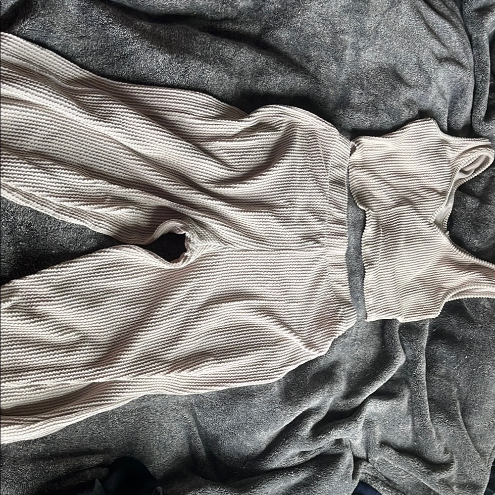 Cream Ribbed Two-Piece Set - Picture 1 of 1
